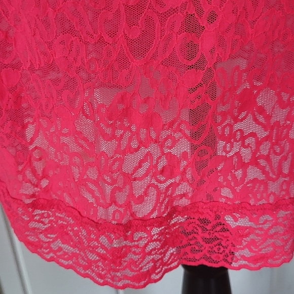 Victoria Secret The Lacie Neon Pink Lace Chemise Slip Lingerie - Picture 3 of 10